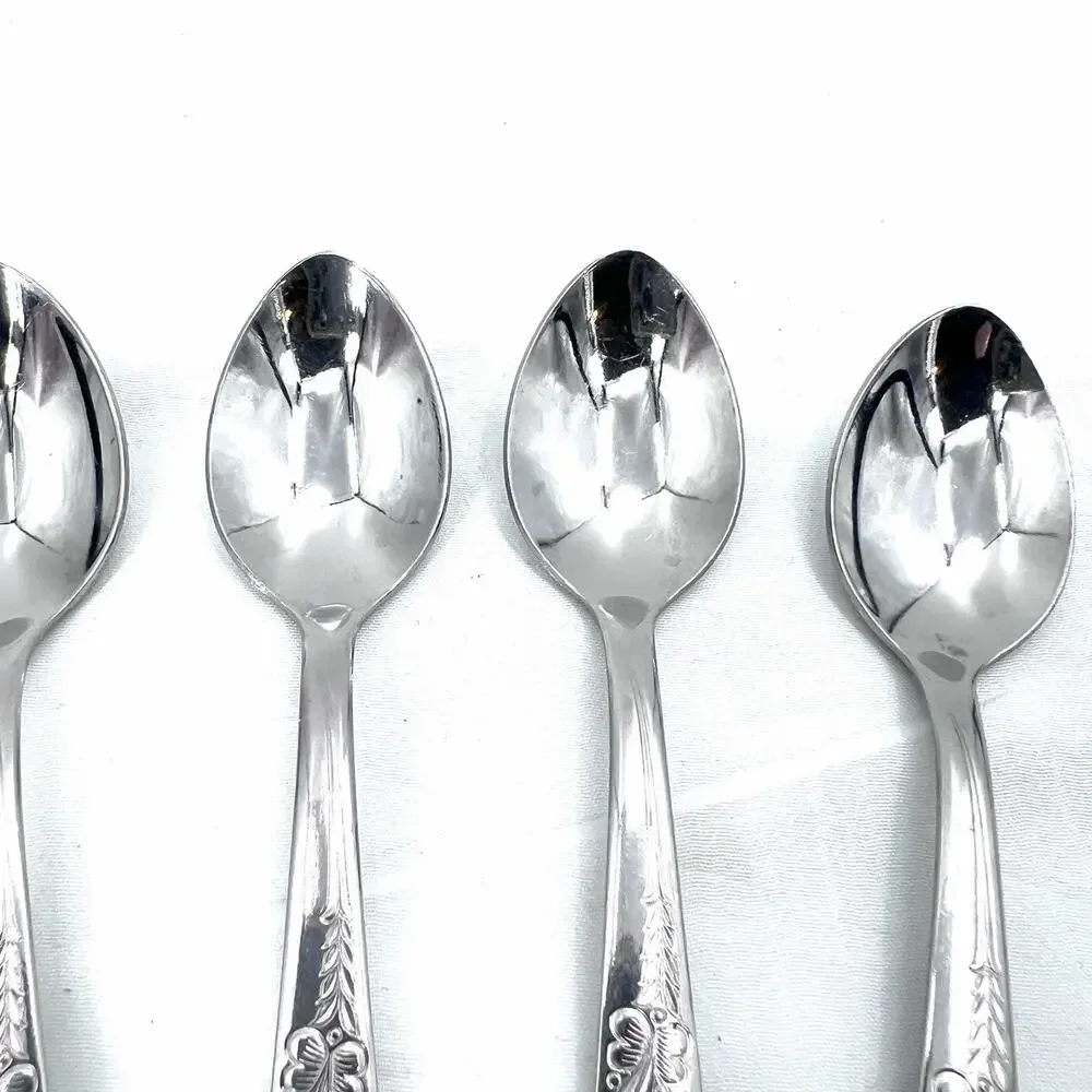 HBCo Everglo HEATHER Pattern Stainless Demitasse Small Coffee Tea Spoons 6 PC